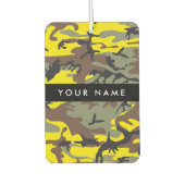 黄色と茶色の迷彩自分の名前をパーソナライズ カーエアーフレッシュナー (正面)