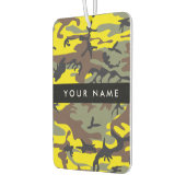 黄色と茶色の迷彩自分の名前をパーソナライズ カーエアーフレッシュナー (左)