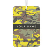 黄色と茶色の迷彩自分の名前をパーソナライズ カーエアーフレッシュナー (裏面)