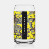 黄色と茶色の迷彩自分の名前をパーソナライズ ガラス缶 (正面)