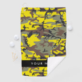 黄色と茶色の迷彩自分の名前をパーソナライズ ゴルフタオル (インサイチュ)