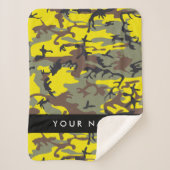 黄色と茶色の迷彩自分の名前をパーソナライズ シェルパブランケット (正面)