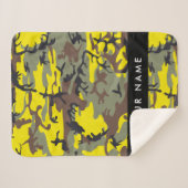 黄色と茶色の迷彩自分の名前をパーソナライズ シェルパブランケット (正面(横))