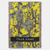 黄色と茶色の迷彩自分の名前をパーソナライズ スローブランケット (正面縦)