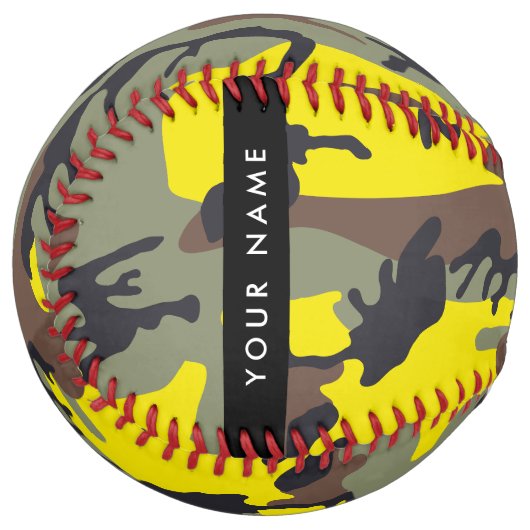 黄色と茶色の迷彩自分の名前をパーソナライズ ソフトボール (正面左)
