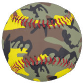 黄色と茶色の迷彩自分の名前をパーソナライズ ソフトボール (正面)