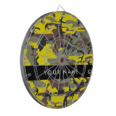 黄色と茶色の迷彩自分の名前をパーソナライズ ダーツボード (正面左)