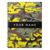 黄色と茶色の迷彩自分の名前をパーソナライズ ノートブック (正面)