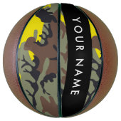 黄色と茶色の迷彩自分の名前をパーソナライズ バスケットボール (縦)