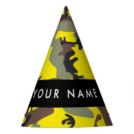 黄色と茶色の迷彩自分の名前をパーソナライズ パーティーハット