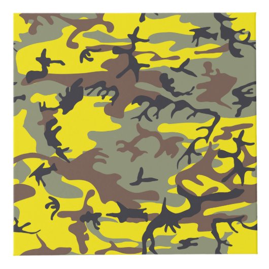 黄色と茶色の迷彩自分の名前をパーソナライズ フォトキューブ (右)