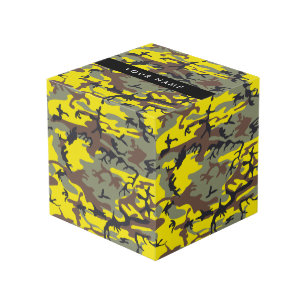 黄色と茶色の迷彩自分の名前をパーソナライズ フォトキューブ