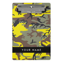 黄色と茶色の迷彩自分の名前をパーソナライズ ミニクリップボード