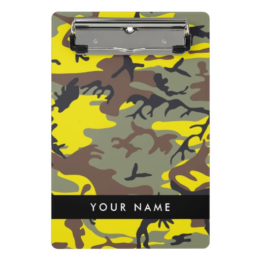 黄色と茶色の迷彩自分の名前をパーソナライズ ミニクリップボード (正面)