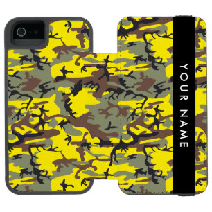 黄色と茶色の迷彩自分の名前をパーソナライズ iPhone SE/5/5sウォレットケース