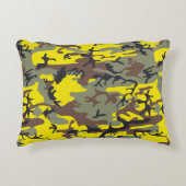黄色と茶色の迷彩、軍隊、陸軍 アクセントクッション (正面)