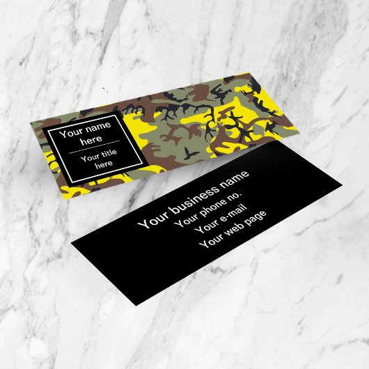 黄色と茶色の迷彩、軍隊、陸軍 スキニー名刺