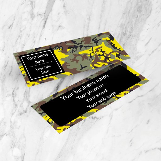 黄色と茶色の迷彩、軍隊、陸軍 スキニー名刺
