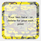 黄色と茶色の迷彩、軍隊、陸軍 スクエアシール (正面)