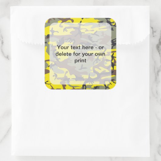 黄色と茶色の迷彩、軍隊、陸軍 スクエアシール (バッグ)