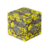 黄色と茶色の迷彩、軍隊、陸軍 フォトキューブ (裏面アングル)