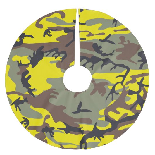 黄色と茶色の迷彩、軍隊、陸軍 ブラッシュドポリエステルツリースカート (正面)