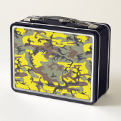 黄色と茶色の迷彩、軍隊、陸軍 メタルランチボックス (裏面)