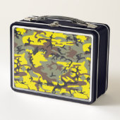 黄色と茶色の迷彩、軍隊、陸軍 メタルランチボックス (正面)
