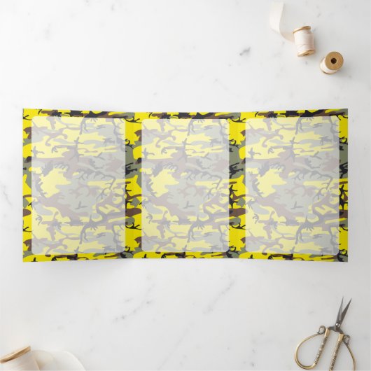 黄色と茶色の迷彩、軍隊、陸軍 三つ折りカード (内部)