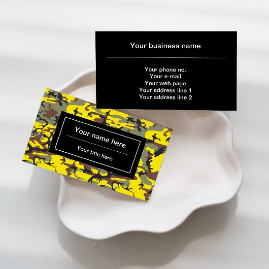 黄色と茶色の迷彩、軍隊、陸軍 名刺