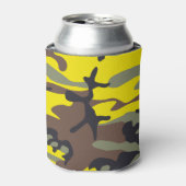 黄色と茶色の迷彩、軍隊、陸軍 缶クーラー (缶正面)