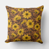 黄色と茶色の野生のヒマワリ クッション (正面)