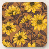 黄色と茶色の野生のヒマワリ コースター (正面)