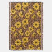 黄色と茶色の野生のヒマワリ スローブランケット (正面縦)