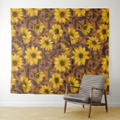 黄色と茶色の野生のヒマワリ タペストリー (インサイチュ(横))