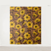 黄色と茶色の野生のヒマワリ タペストリー (正面)