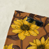 黄色と茶色の野生のヒマワリ ビーチタオル (インサイチュ)