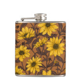 黄色と茶色の野生のヒマワリ フラスク (正面)