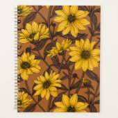 黄色と茶色の野生のヒマワリ プランナー手帳 (正面)