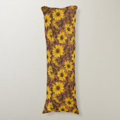 黄色と茶色の野生のヒマワリ ボディピロー (正面縦)