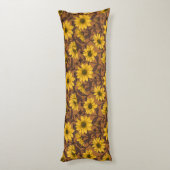 黄色と茶色の野生のヒマワリ ボディピロー (裏面 (縦))