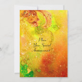 黄色と茶色の金のスパークルに赤い蝶 招待状 (裏面)