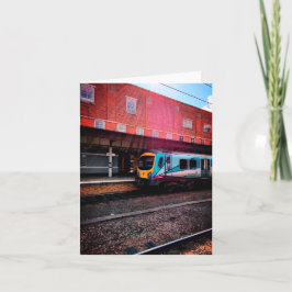 黄色と薄い青の列車 ノートカード