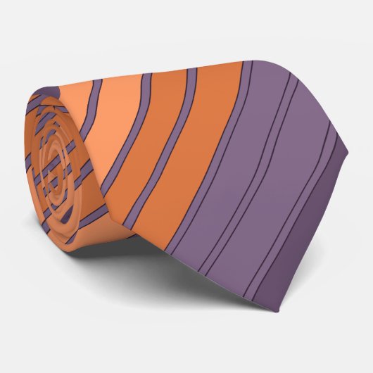 黄色と薄紫ストライプの模様 ネクタイ (ロール)