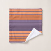 黄色と薄紫ストライプの模様 バスタオルセット (ウォッシュタオル)