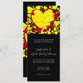 黄色と赤いハートのバラの結婚式招待状 招待状 (正面/裏面)