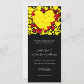 黄色と赤いハートのバラの結婚式招待状 招待状 (正面)