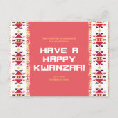 黄色と赤のアフリカの部族模様クワンザ シーズンポストカード (正面)