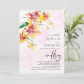 黄色と赤のオーキッド・エレガントな結婚式 招待状 (スタンド正面)