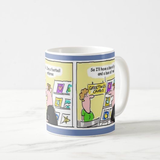 黄色と赤のカード。サッカー審判 コーヒーマグカップ (正面右)